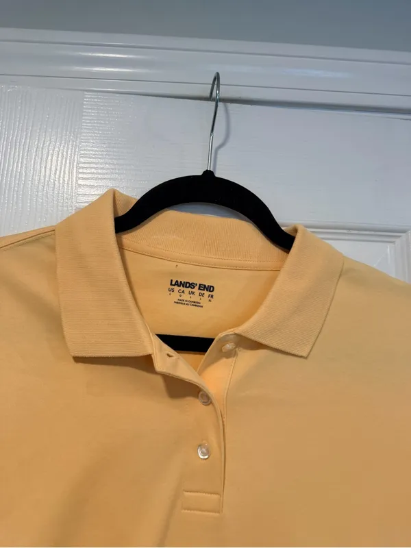 NWOT Lands End Size L Pale Yellow Short Sleeve Cotton Collared Polo Shirt - Image 2