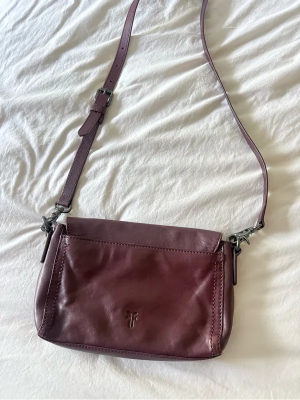 Frye Leather Crossbody Bag in Deep Burgundy maroon - Image 2