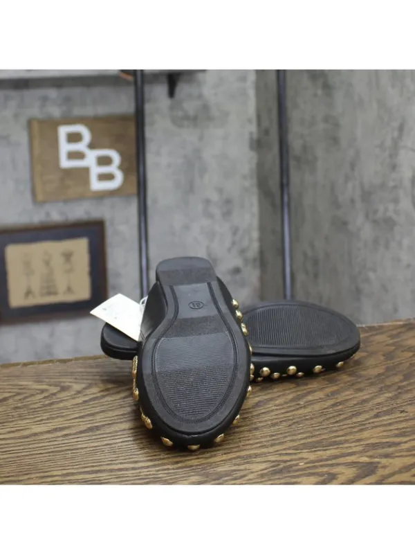 NWT A New Day Womens Channing Studded Slip On Mule Flats Jet Black / Gold 6.5M - Image 6