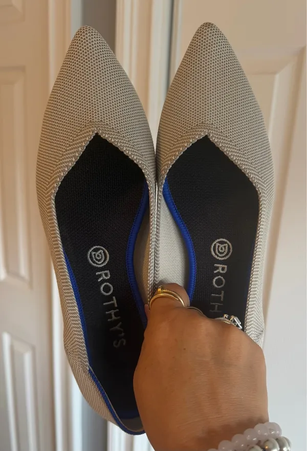 Rothy's The Point Women's White Gray Kint Ballet Casual Flats Slip On Size: 9.5 - Image 9