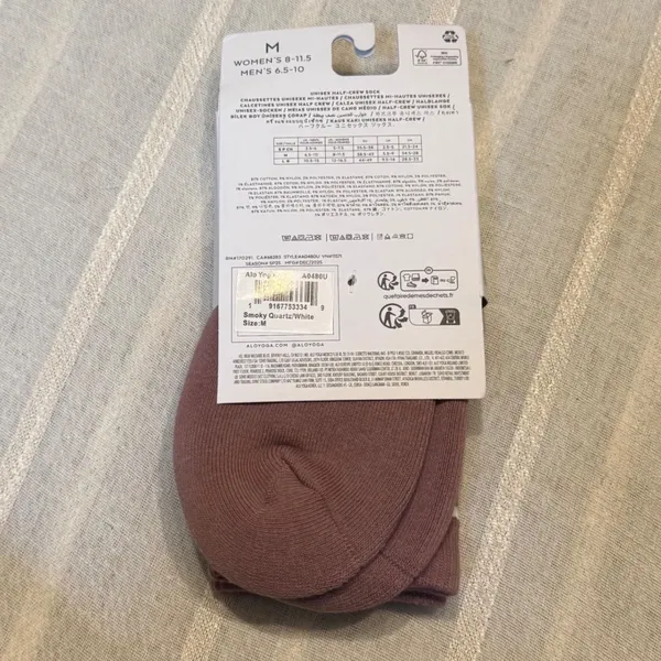 Alo Yoga Half Crew Socks‎ Smoky Quartz Womens M Size 8-11 Sporty Athletic NWT - Image 3
