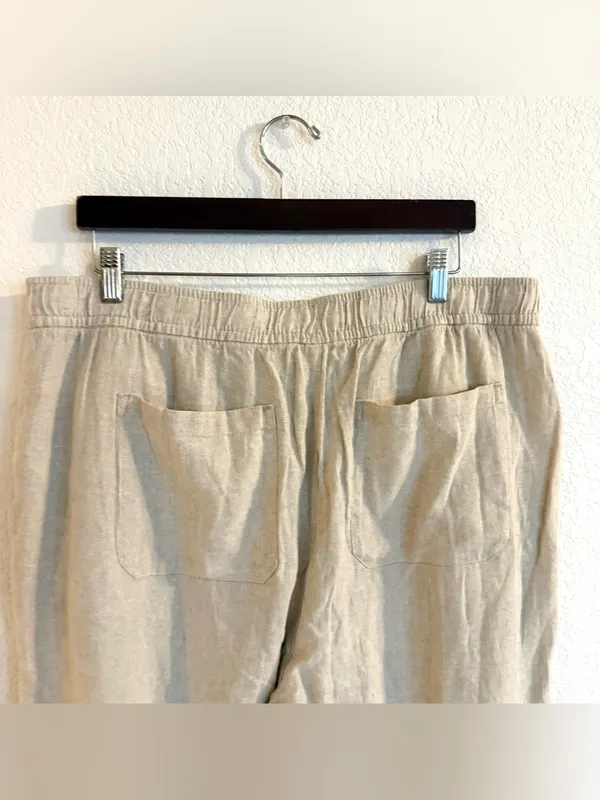 Old Navy Womens Pants Beige Linen Blend Pull On Wide Leg Size XL - Image 4