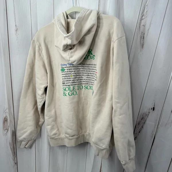 Outdoor Voices Women’s Small Doing Good Things Cream Logo Hoodie Sweatshirt - Image 4