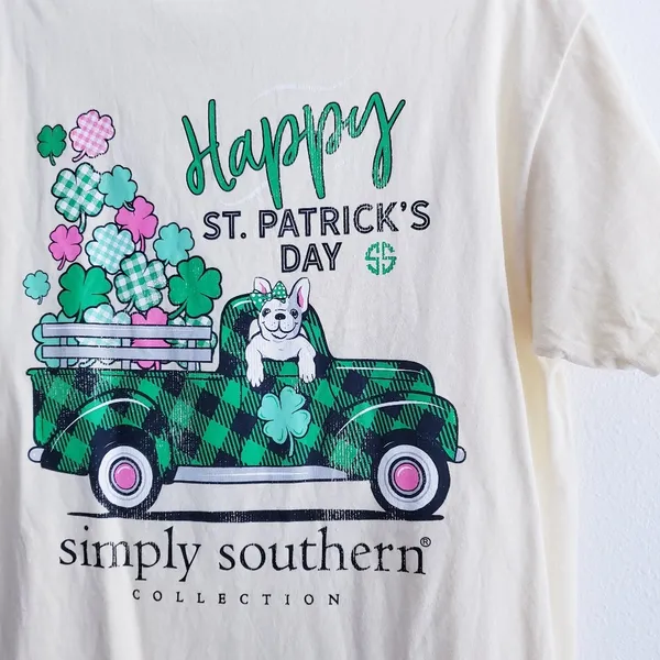 Simply Southern Bulldog Shamrock St.Paddys Day Short Sleeve T-Shirt - Image 3
