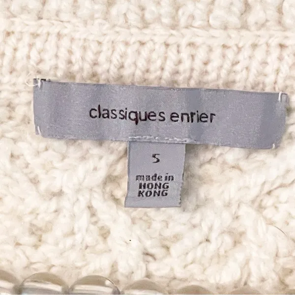 Classiques Entier Size Small Cream Mohair Wool Cable Knit Short Sleeve Button‎ - Image 3