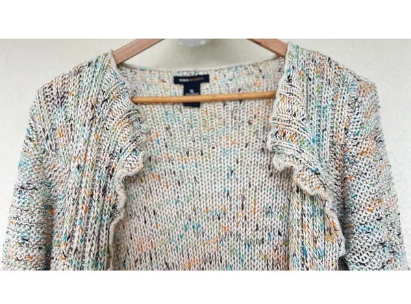 BCBGMAXAZRIA XL Multicolor Knit Cardigan Boho Chunky Sweater Button Up Fairy - Image 6