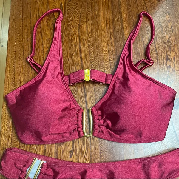 Beach Style Swimsuit Women’s Small Sexy Halter Swimwear Solid Thong Bikini - Image 5