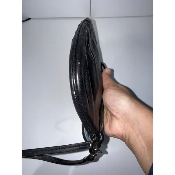Coach Black‎ Leather Pleated Flap Wristlet Handbag Small Purse Bag L - Image 10