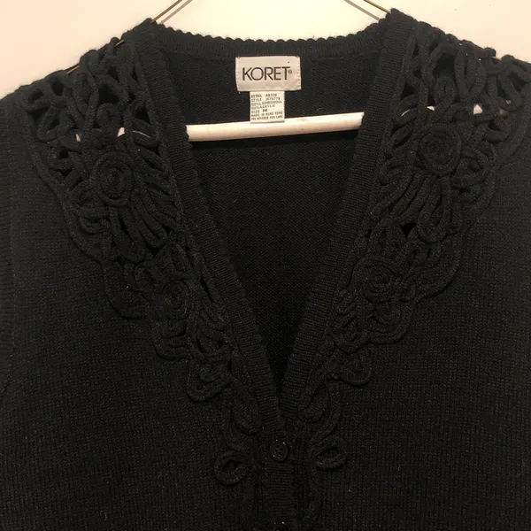 Koret Vintage Black Knit Wool Sweater Vest - Image 3