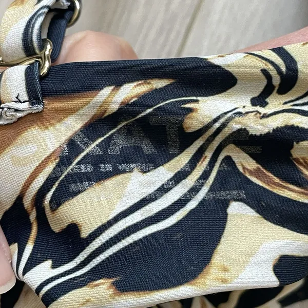 Skatie Bikini Top marble zebra print triangle womens Black Gold small swim beach - Image 2