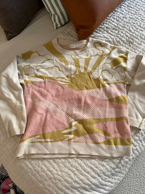 Altar'd State Pink, green and beige patterned sweater - Image 6