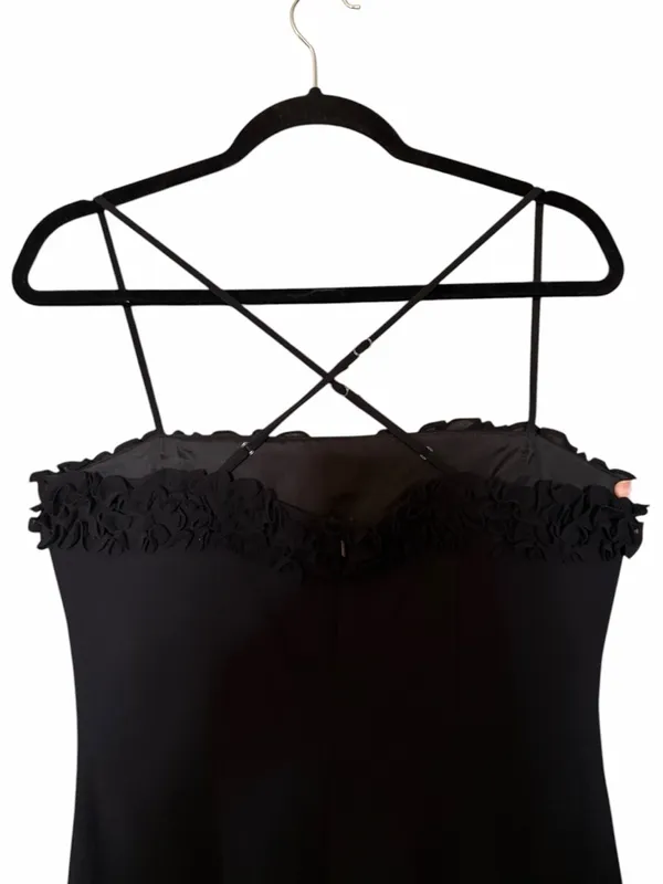 Nine West Black Spaghetti-Strap Midi Dress with Lace Trim - Image 5
