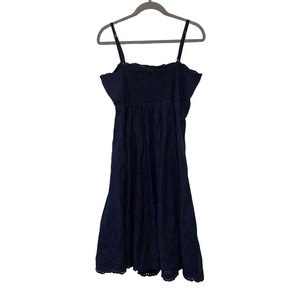 Gap Women's Navy Blue Cotton Eyelet Midi Sundress Size 10 - Image 8