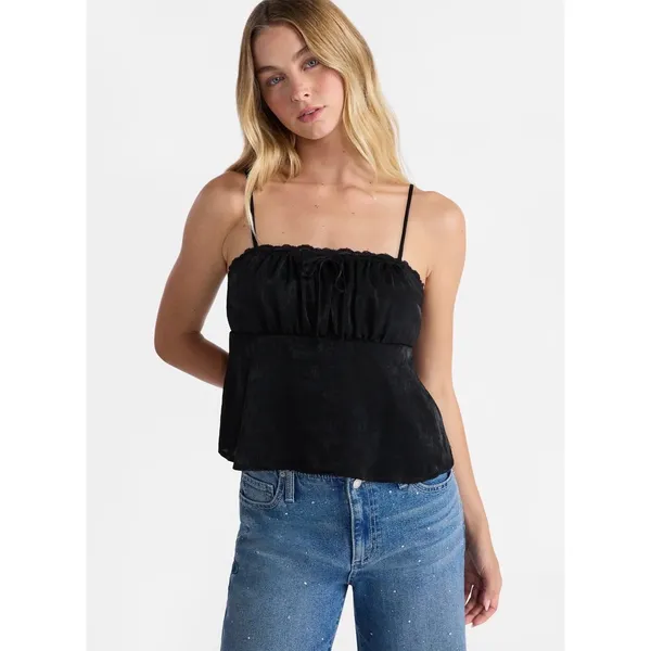 No Boundaries Satin Cami with Lace Trim and Tie, Women's Size XL / F-017 - Image 2