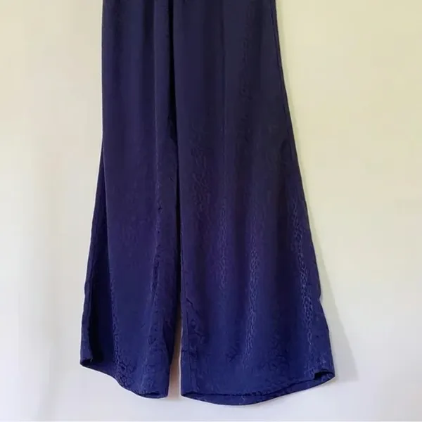 & Other Stories Leopard Print Jacquard Satin Wide Leg Pants NWT Navy Size 6 $79 - Image 8