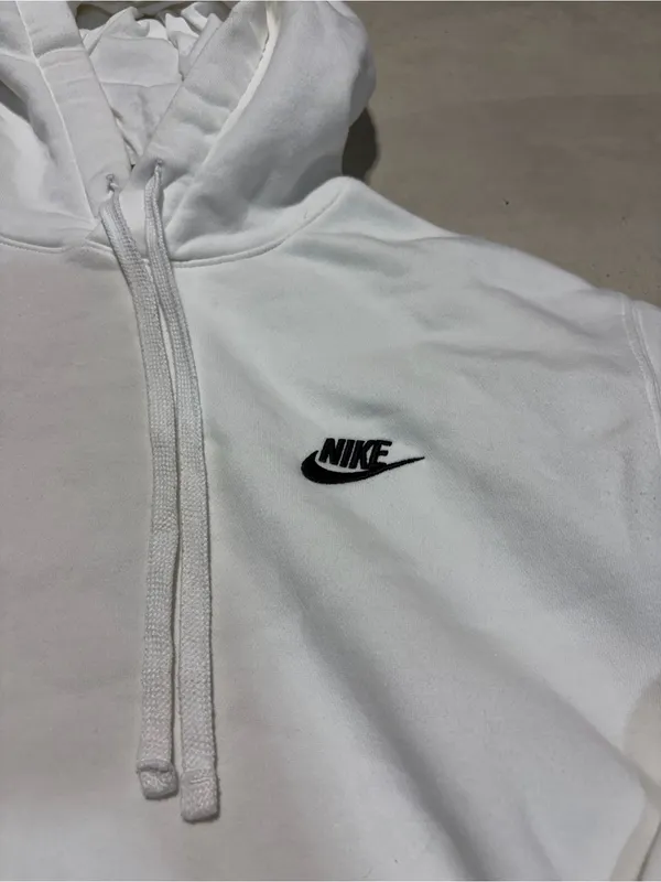 Nike White Hoodie with Black Swoosh Logo medium - Image 2