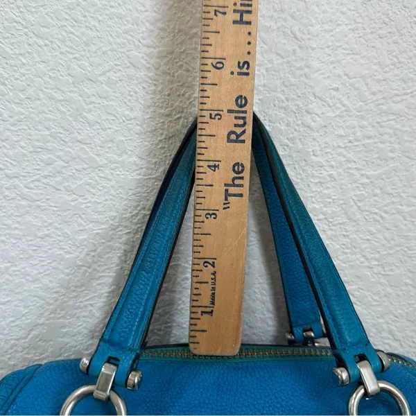 COACH Prairie Pebbled Leather Turquoise Color Satchel Crossbody RECOLORED! READ - Image 12
