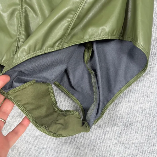 Adidas Ivy Park Size XL-1X Bodysuit Faux Leather Long Sleeve Wild Pine Green - Image 7