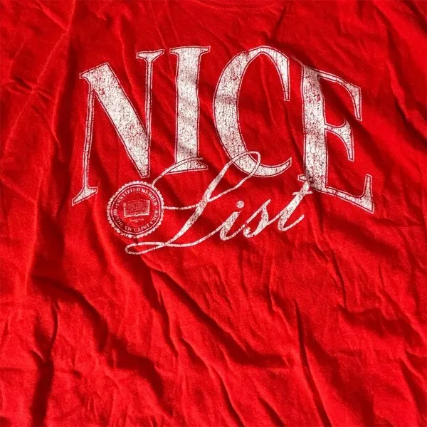 Aerie Women's XS Red‎ "Nice List" Graphic T-Shirt Holiday Casual - Image 2