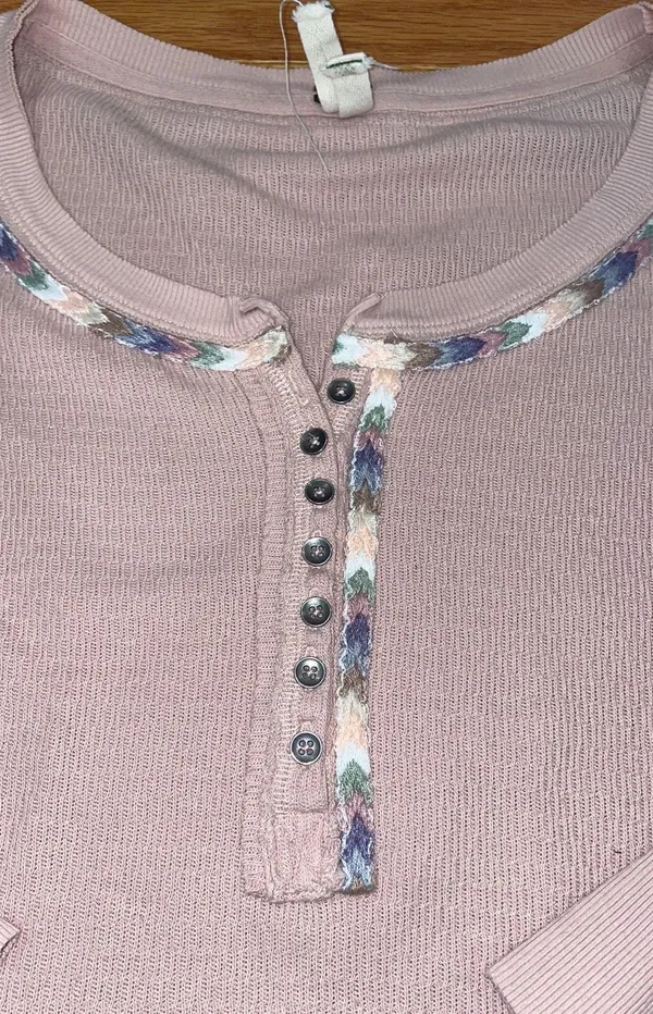 Free people pink embroidered long sleeve top - Image 3
