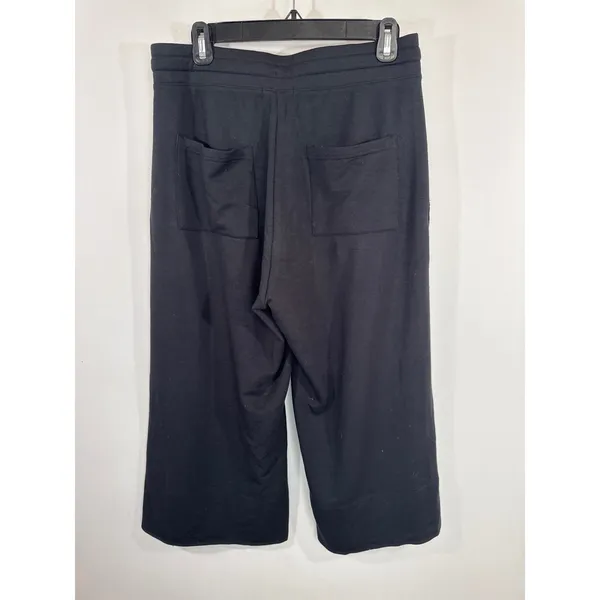 Quince Black Wide Leg Crop Pants Women Medium Drawstring Culottes Gorpcore Cozy - Image 5
