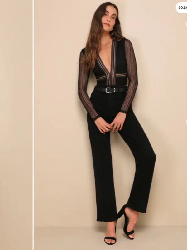 LULU's Sexy Romantic Chic Lace Sheer Date Night Long Sleeve Bodysuit - Image 8