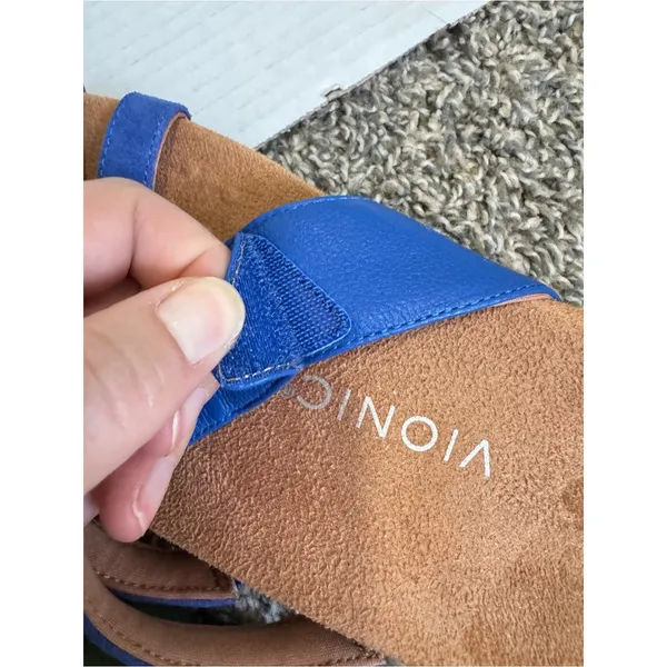 Vionic Blue Leather Strappy Sandals Womens 12 Comfort Summer Beachy Casual Shoes - Image 2