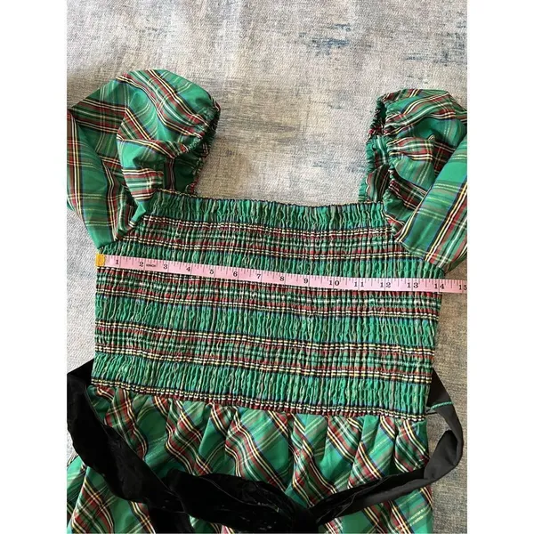 NWT! INC International Concepts Green Red Metallic Plaid Belted Midi Dress Small - Image 7