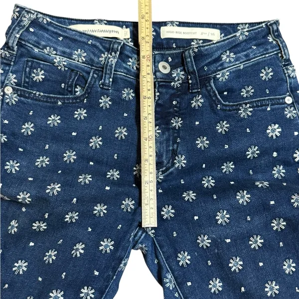 Pilcro Embroidered High-Rise Cropped‎ Starbursts Pattern Bootcut Jeans Sz 26 - Image 9