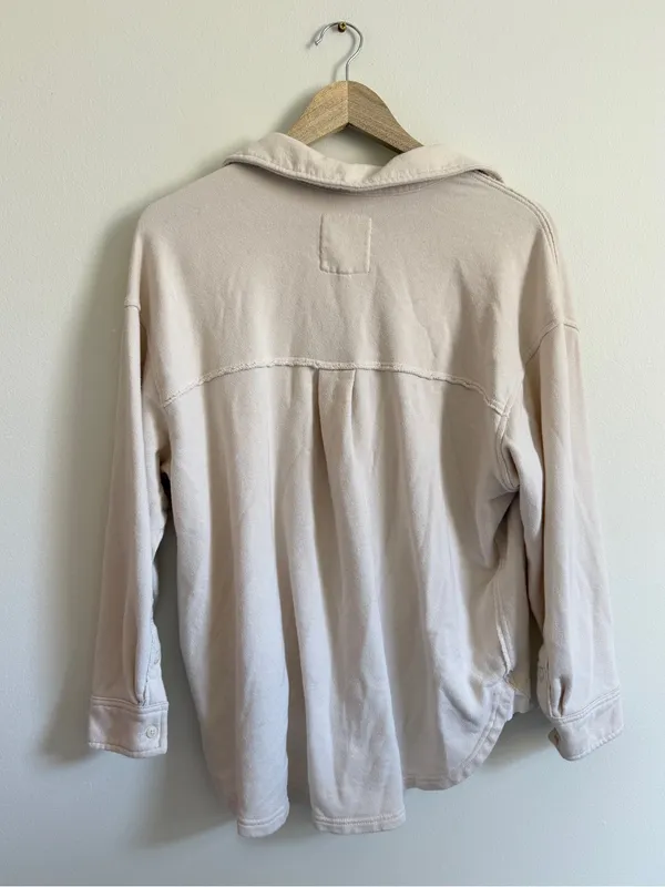 Aerie LumberJane Fleece Shirt Toasted Coconut XXS Oversized Button Up Shacket - Image 5