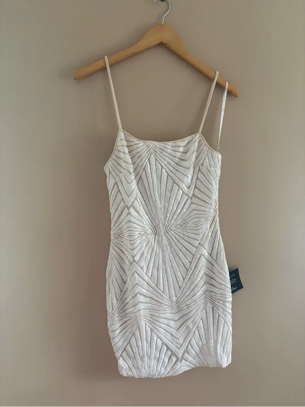 Lulus Lost In Your Eyes White Sequin Bodycon Mini Dress Size Small Sleeveless - Image 5