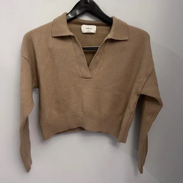 Wilfred Aritzia Clara Merino Wool Waist Crop Sweater in Camel M new without tags - Image 7