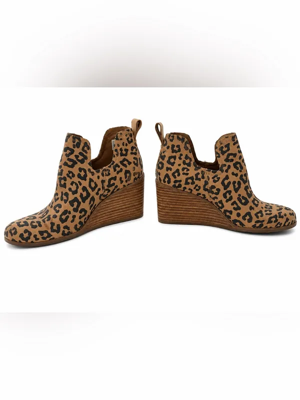 TOMS Leopard Print Wedge Ankle Booties Women’s Size 9 Animal Print Shoes - Image 3