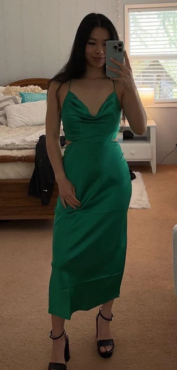 Billy J Boutique Charis Slip Midi Dress Emerald - Image 3