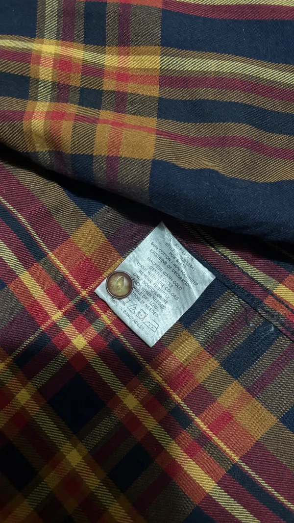 Levi's Men's Plaid Western button up Shirt Long Sleeve Red Orange Yellow XL - Image 6
