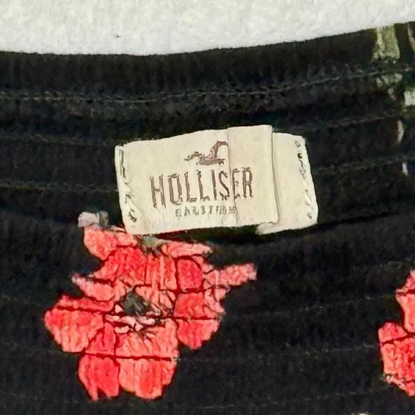 Hollister Floral Top Sz‎ Med Off the Shoulder Bell Sleeves Boho Peasant Style - Image 3