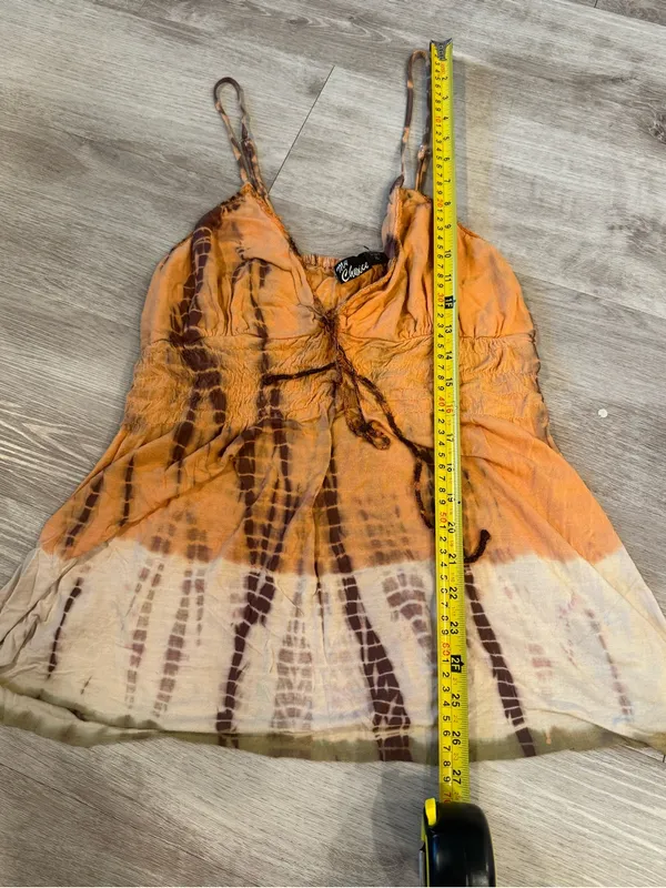 MY CHOICE Y2K Babydoll Orange & Brown Tank Size XL - Image 4