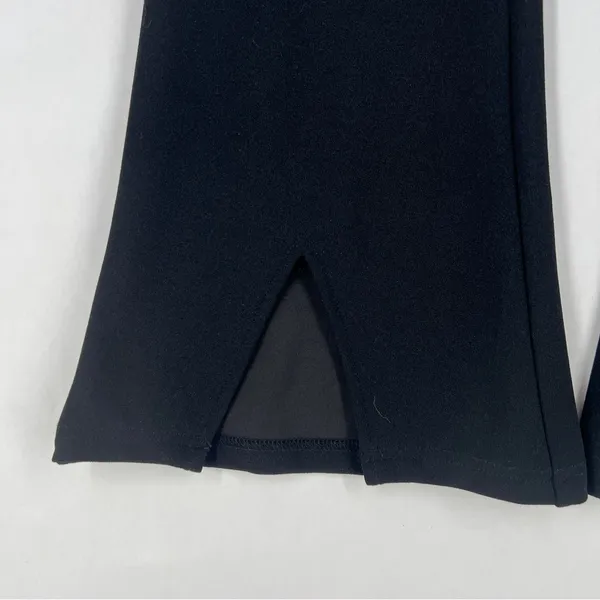 Wdirara Stretch Crepe Black Flared Cutout Hem Women's Side‎ Zip Pants NWT Size M - Image 5
