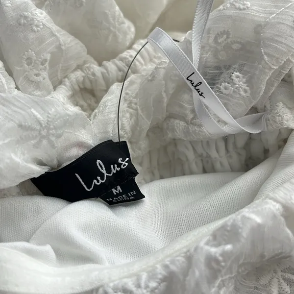 Lulus Lovely Charisma White Eyelet‎ Embroidered Off-The-Shoulder Dress - Image 7