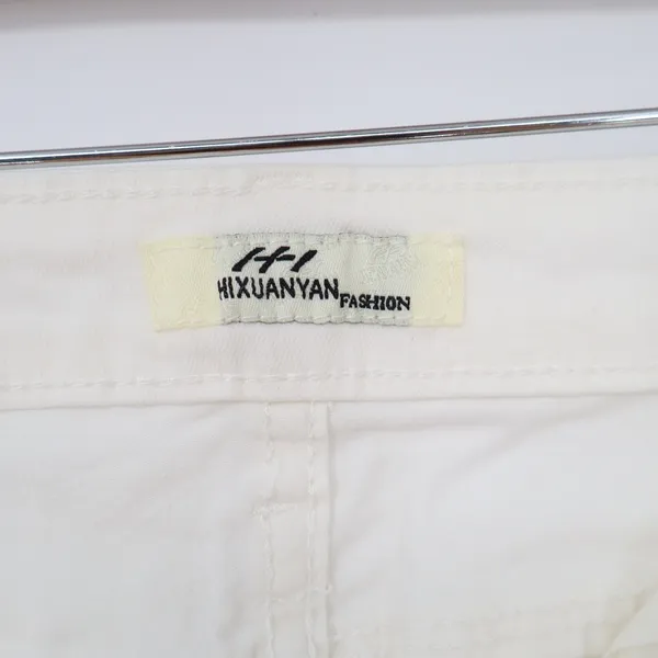 Hixuanyan Fashion Jeans Womens 28 Cropped Cream White Distressed Excellent - Image 2