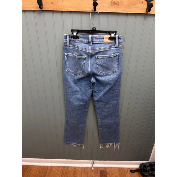 PAIGE Womens Jeans Size 25 Blue Wash Distressed Raw‎ Hem Straight Leg - Image 3
