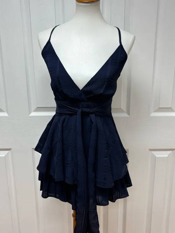 Polly Dress Theodora Navy Romper‎ With Plaid Print - Size 4. - Image 3