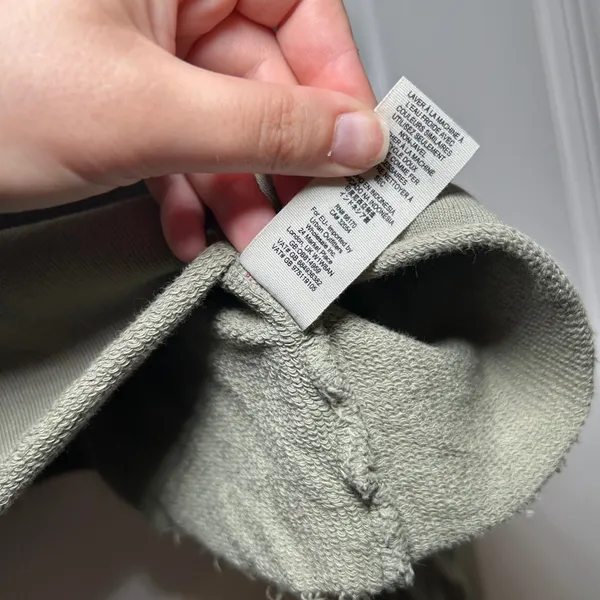 Free People Ruffle Front Sweatshirt Olive Green XS Raw Hem Cotton Pullover - Image 5