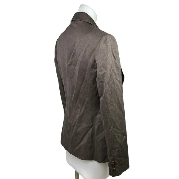 Marie Claire Paris Womens Brown One Button Notch Lapel Collar Blazer Jacket Sz S - Image 4