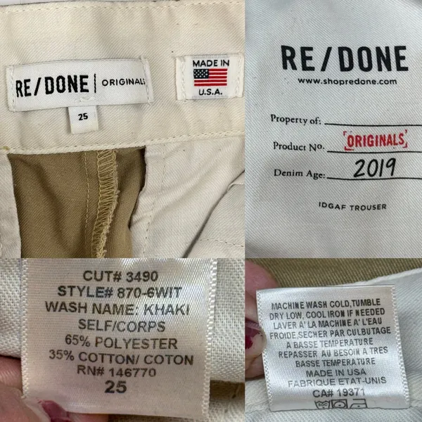 RE/DONE IDGAF High Rise Trouser in Khaki Revolve Made in USA Wide Leg Size 25 - Image 15