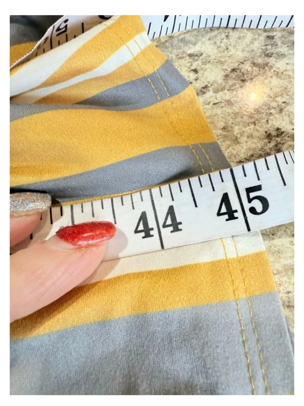 orange creek Mustard and Gray Striped Tie-Waist Midi Dress - Image 5