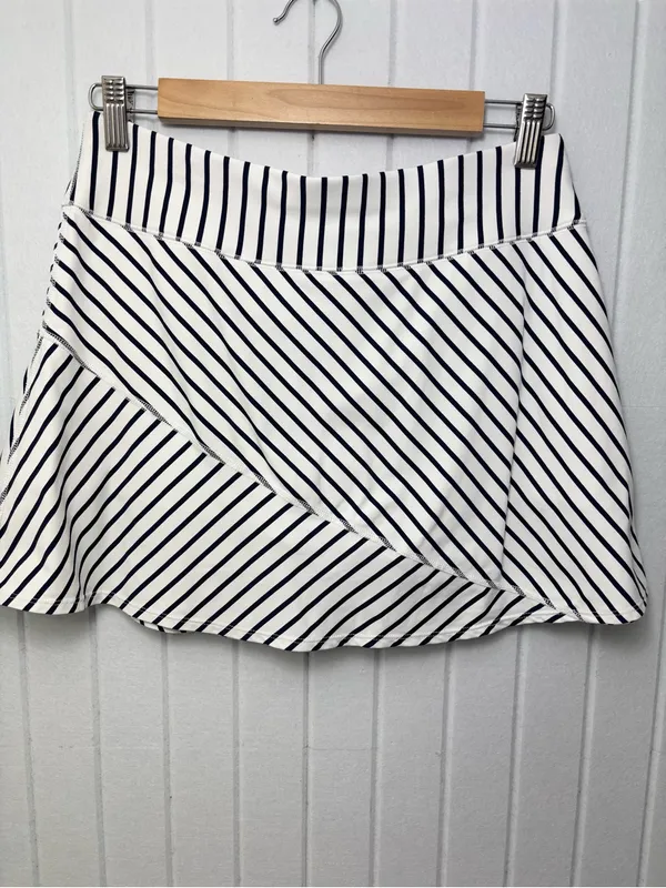 Southern Tide White and Navy Striped Skater Skirt Size‎ M - Image 3
