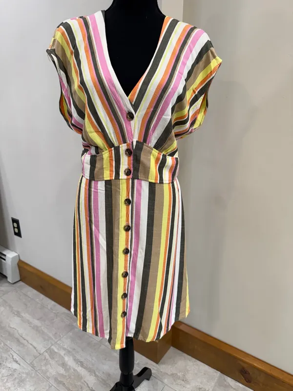 Loft Ann Taylor Striped colorful size 14 dress - Image 2