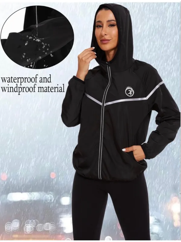NEW Rain Jacket Waterproof Loose Fit Hooded Raincoat Outdoor Hiking L - Image 4