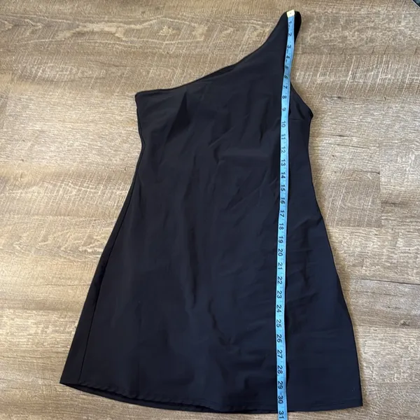 Abercrombie Fitch Black One Shoulder Traveler Mini Dress w/ Skort Size S - Image 2